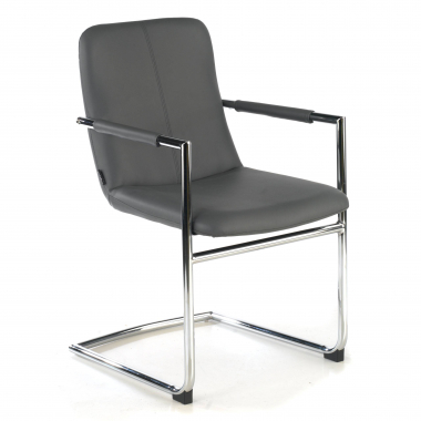 occasion chaise de bureau gris dallas simil cuir accoudoirs fixes 1