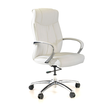 fauteuil de bureau blanc respaldo bajo cuir naturel cuir authentique accoudoirs rembourres 1